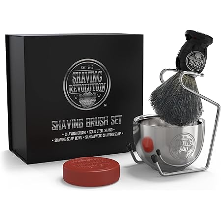 Luxury Shaving Brush Set - Shaving Kit for Men Includes Badger Hair Shaving Brush, Shaving Soap, Stainless Steel Shaving Bowl, Safety Stand