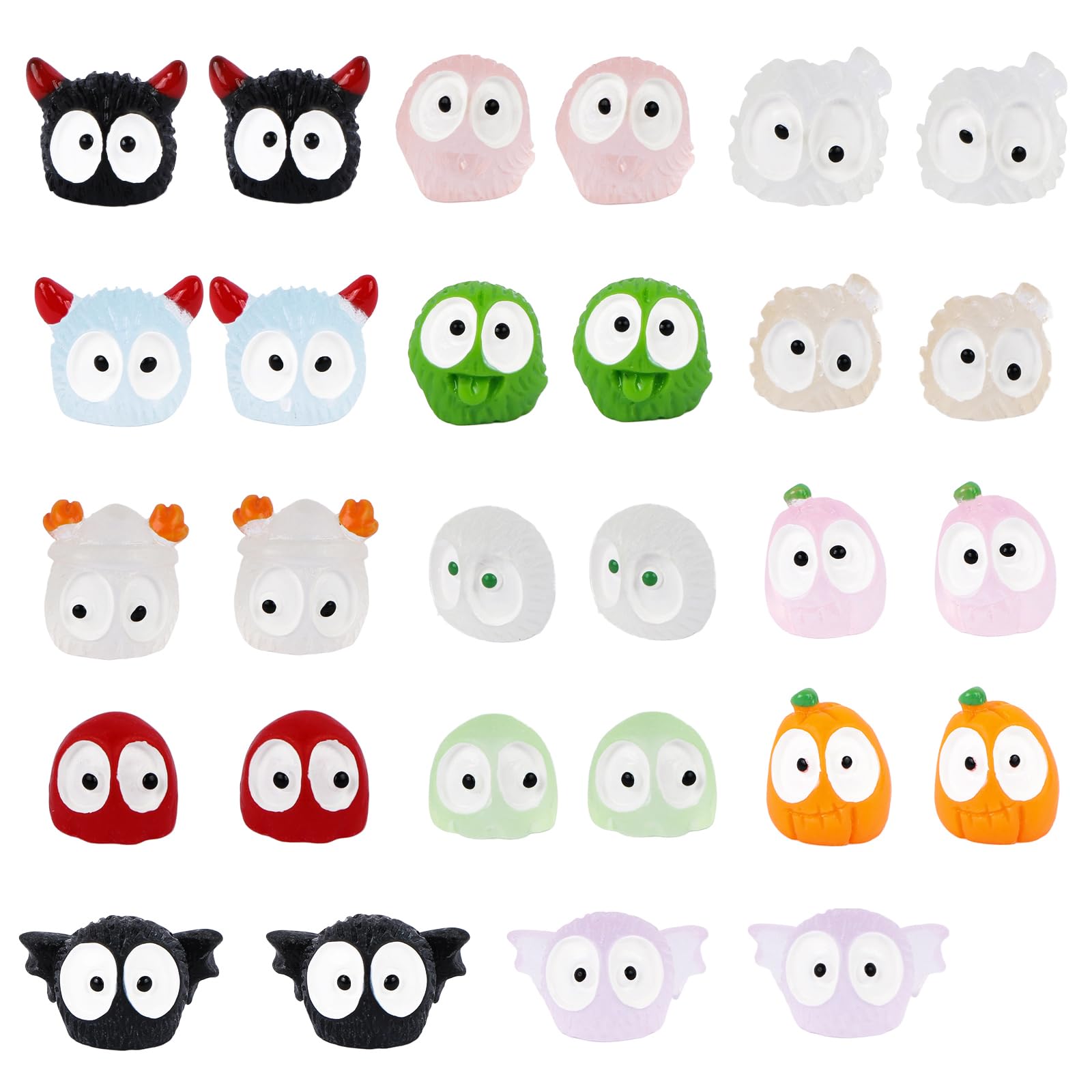 LALASTYLE 28Pcs Mini Resin Coal Ball Spirits Glow in the Dark Halloween Decor, Fairy Garden Figurines