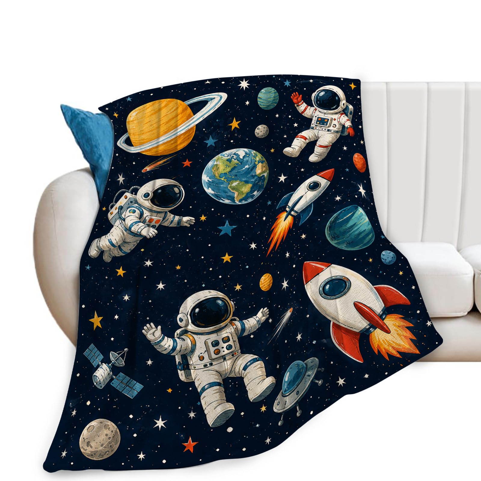 wsradto Astronaut Blankets, Space Throw Blanket, Galaxy Gifts, 40"X50"
