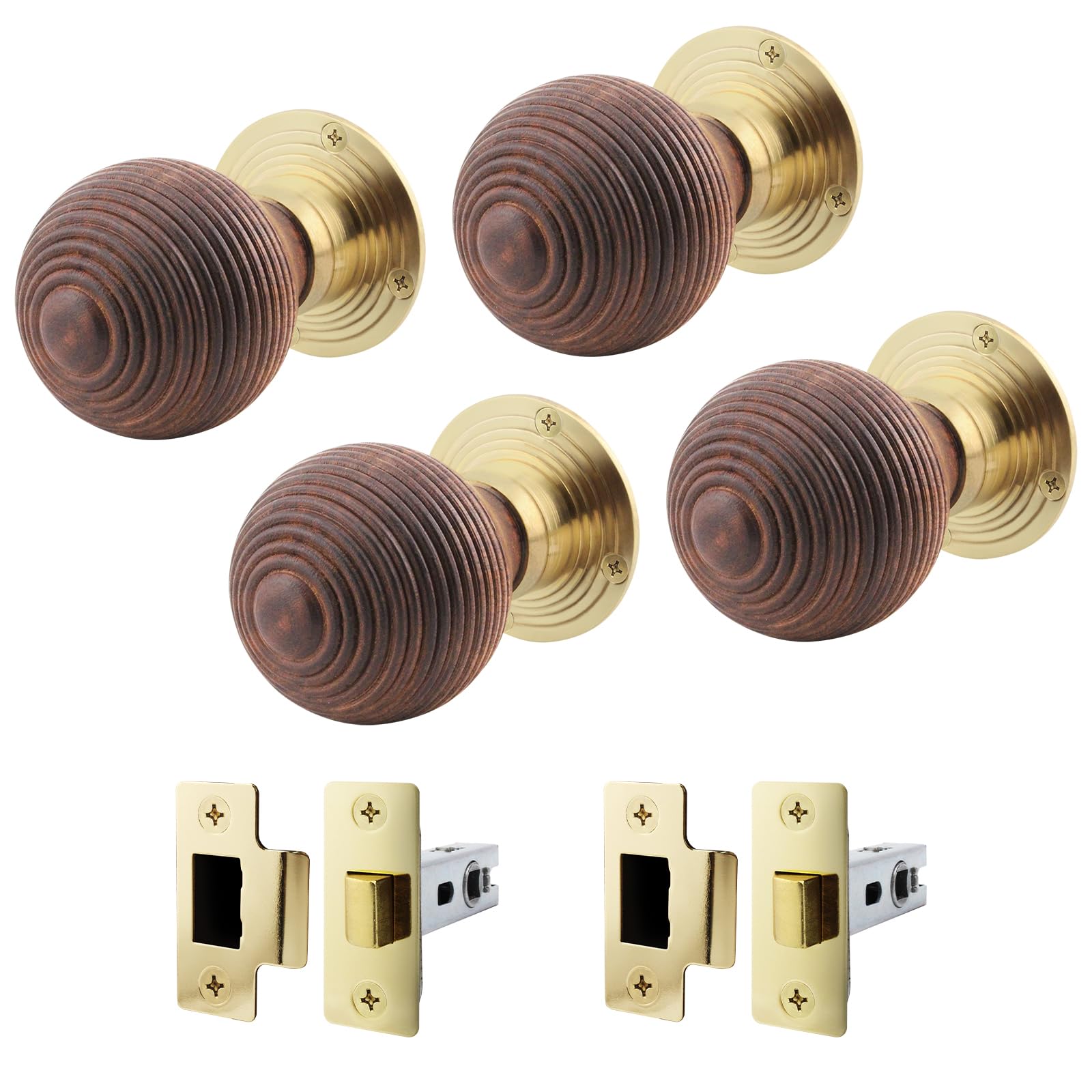 EAI Rosewood Door Knobs with Latch 76mm, 2 Pack