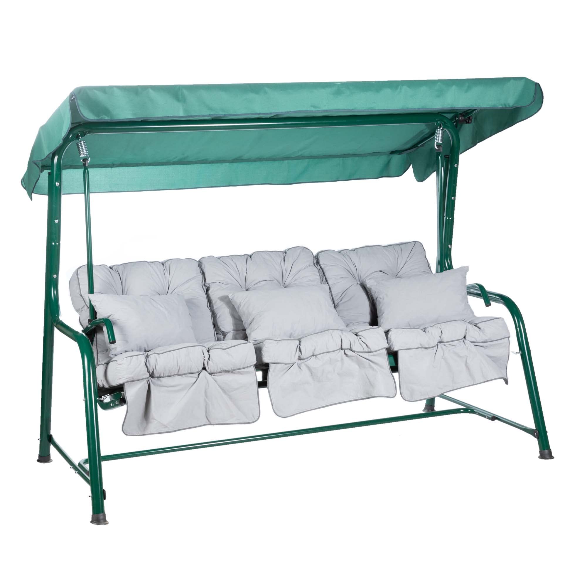 Alfresia Turin 3 Seater Reclining Garden Swing Seat with Adjustable Canopy and Classic Cushions, Heavy Duty Outdoor Patio Swing Seat Supporting up to 250 kg