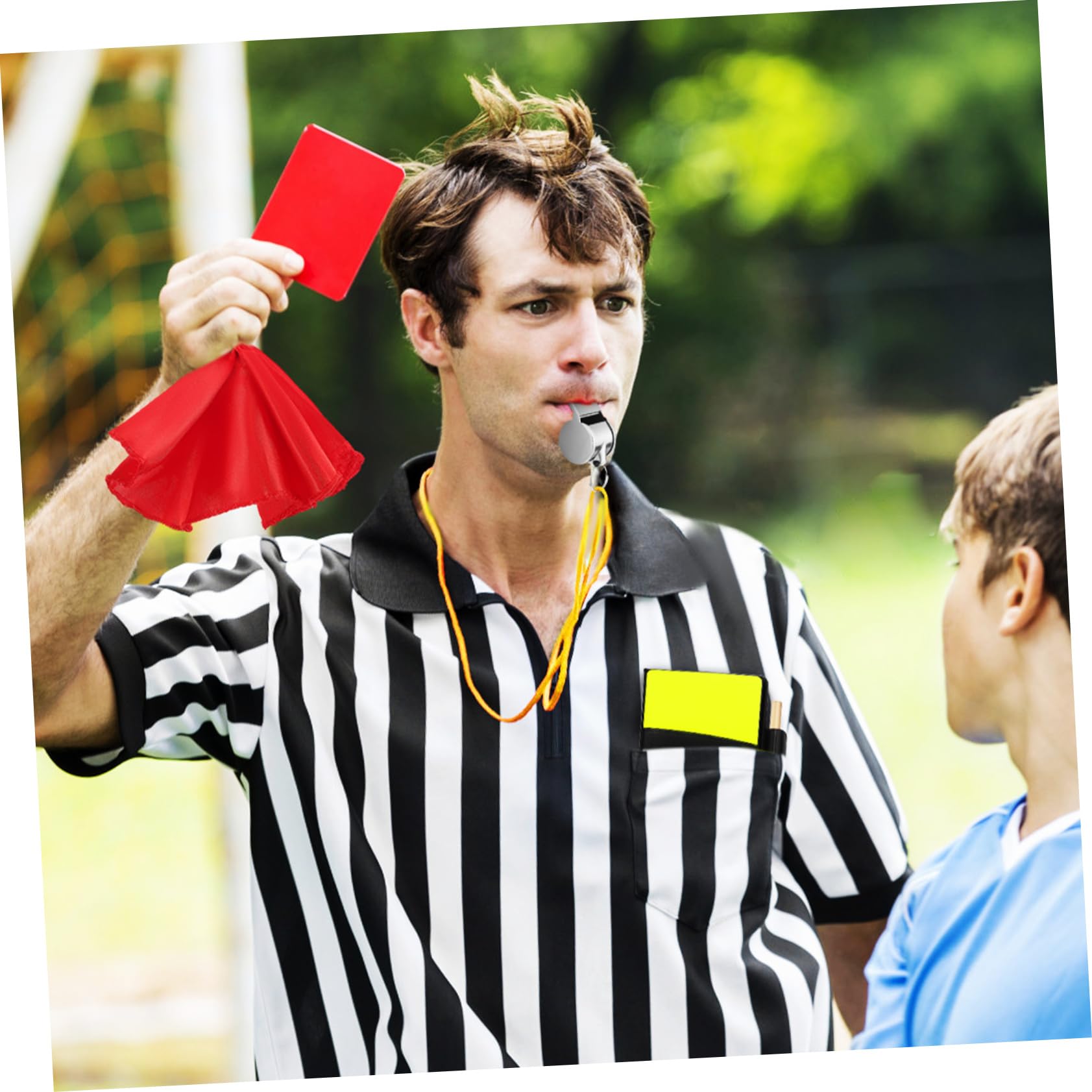 HANABASS 1Set Soccer Referee Cards Red Yellow Cards Whistles for Sports Games Professional Referee Flags Kit for Accurate and