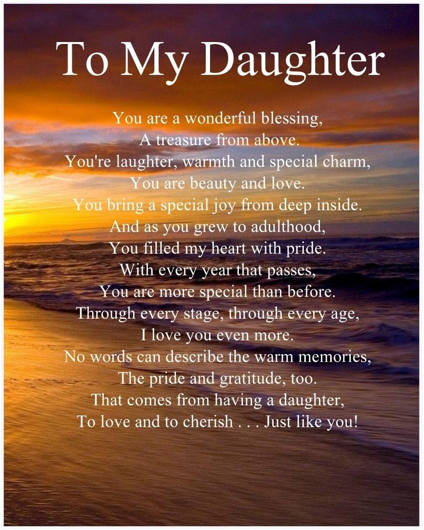Personalise To My Daughter Poem Birthday Christmas Sister Anniversary Husband Wife Boyfriend Girlfriend Present Gift Perfect For Framing