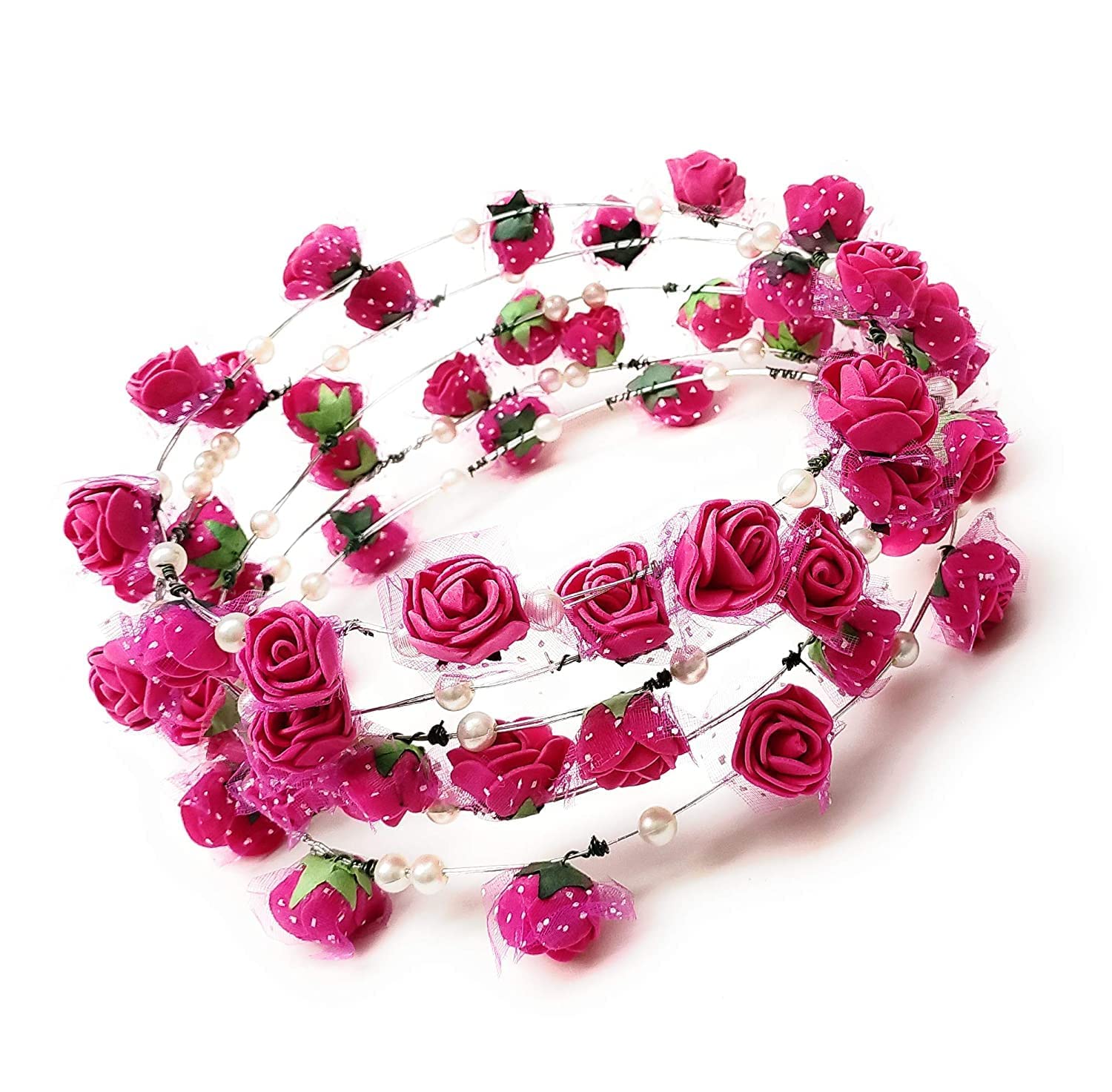 MOOLYAVAAN PRODUCTS Artificial Floral Headpiece Pink Roses Wedding Bridal Beach Party Travel Headpiece Wreath Crown Tiara for Girls Teens and Women (Pink) (Pack of 24) (B0B65DCK44) Amazon Price History, Amazon Price Tracker