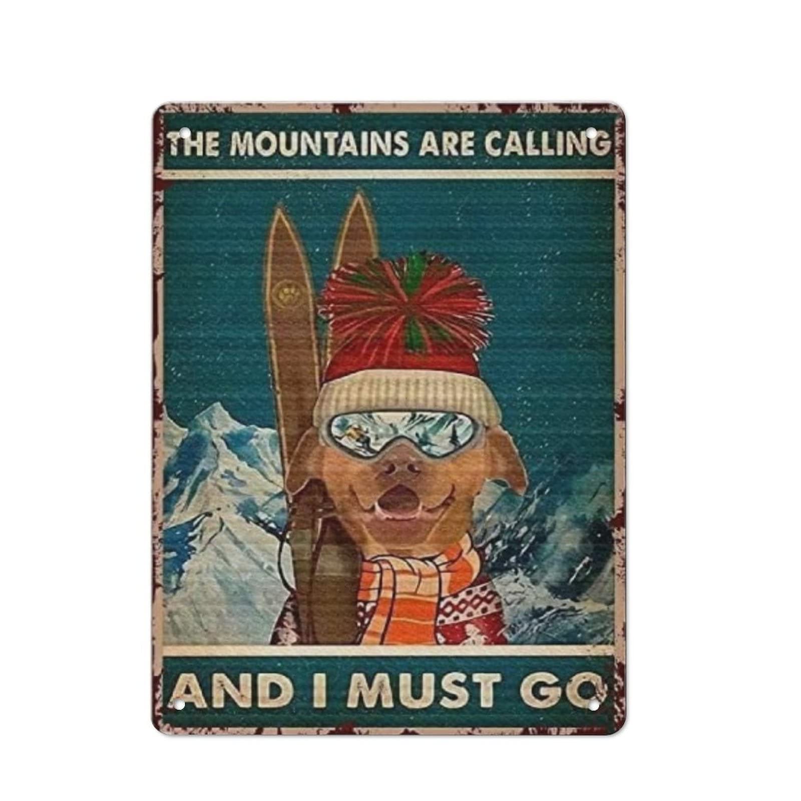 AOOEDM Ski The Mountains Are Calling Wall Metal Tin Sign for Home Bar Pub Kitchen Wall Art Deocr Man Cave Vintage Metal Sign Poster Plaque Signs Quotes Sign