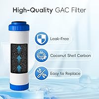 Vista 4 de iSpring FG15 10"x2.5" Water Filter Replacement for Reverse Osmosis Water Filter System, GAC Granular Activated Carbon Filter Water Filter Cartridge