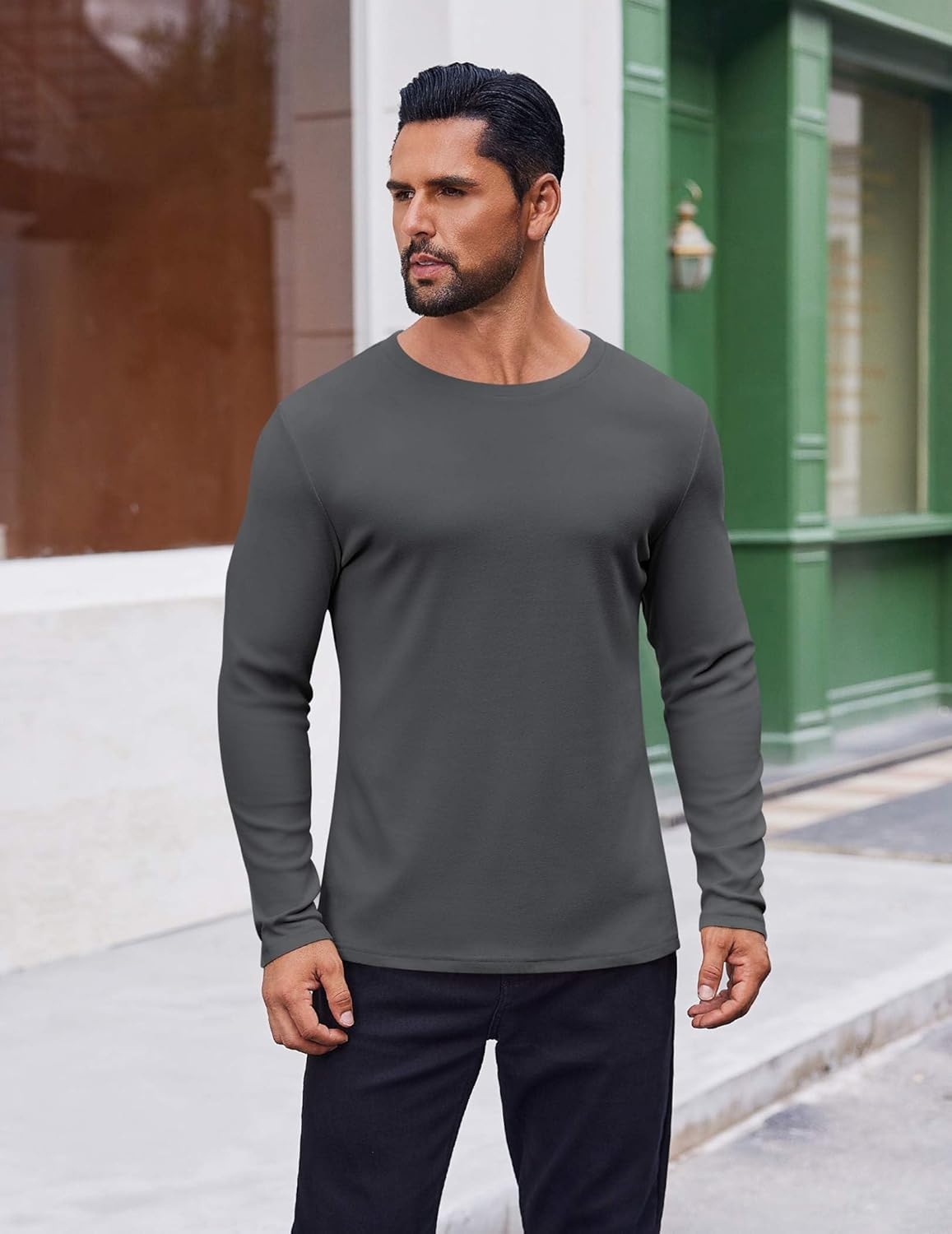 COOFANDY Thermal Shirts for Men Heavyweight Long Sleeve T Shirt Casual Basic Shirts Stretch Crew Neck Undershirts - Image 3