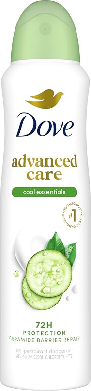 Dove Advanced Care Antiperspirant Deodorant Dry Spray Cool Essentials for helping your skin barrier repair after shaving With Pro Ceramide Technology 3.8 fl oz