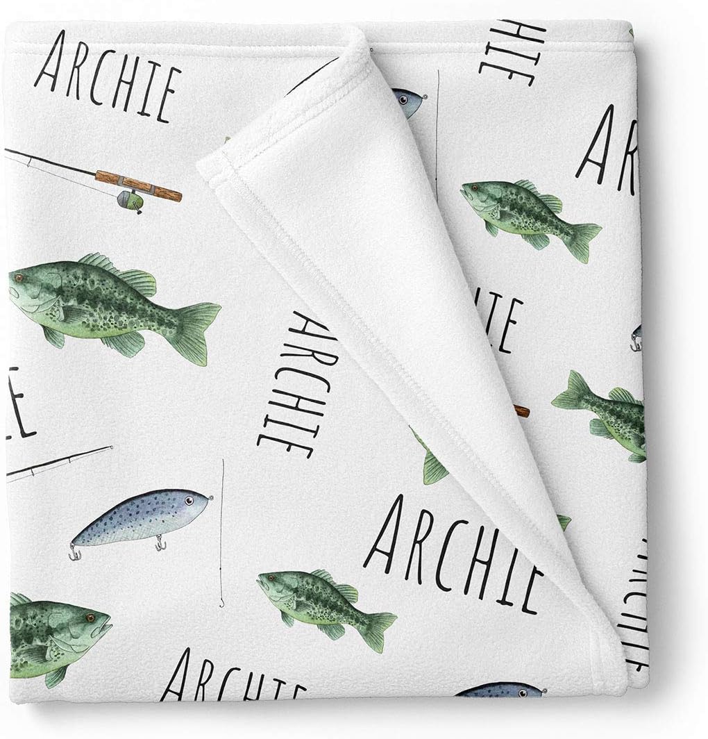 Fishing Personalized Baby Receiving Swaddle Blanket