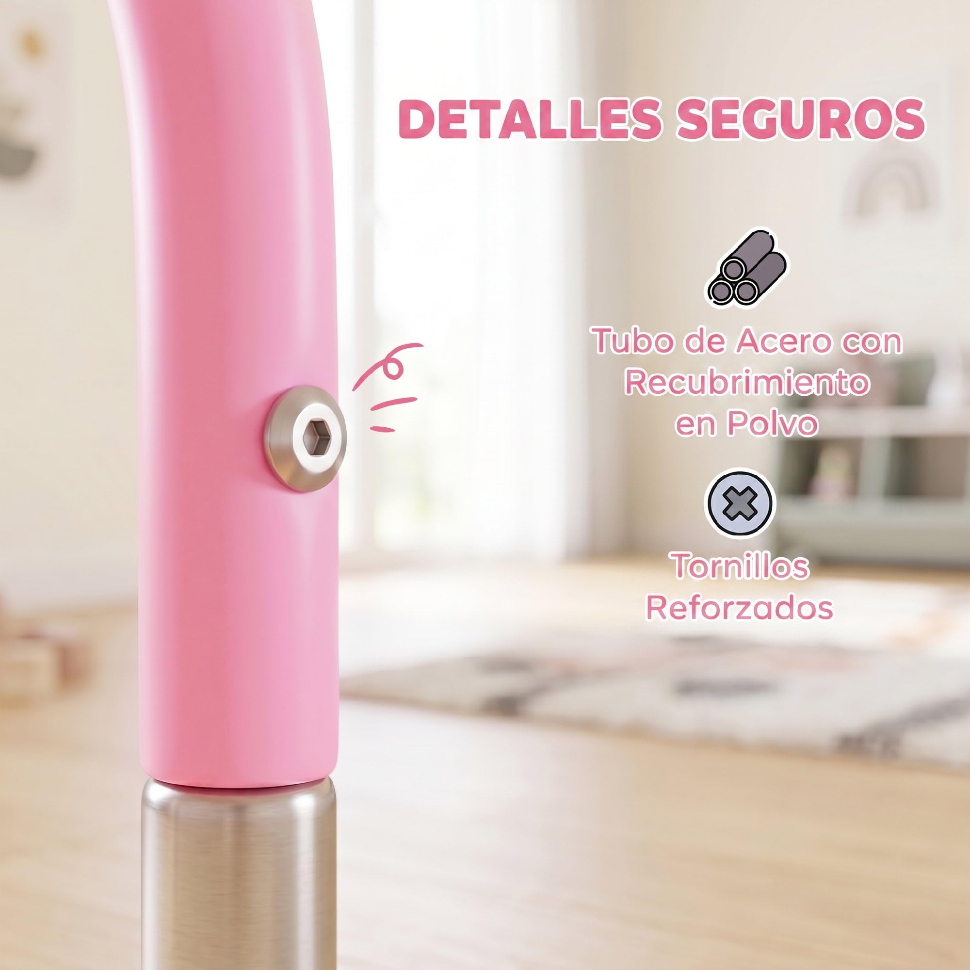 HOMCOM Barra de Gimnasia Plegable para Niños con Altura Ajustable 5 Niveles y Anillos