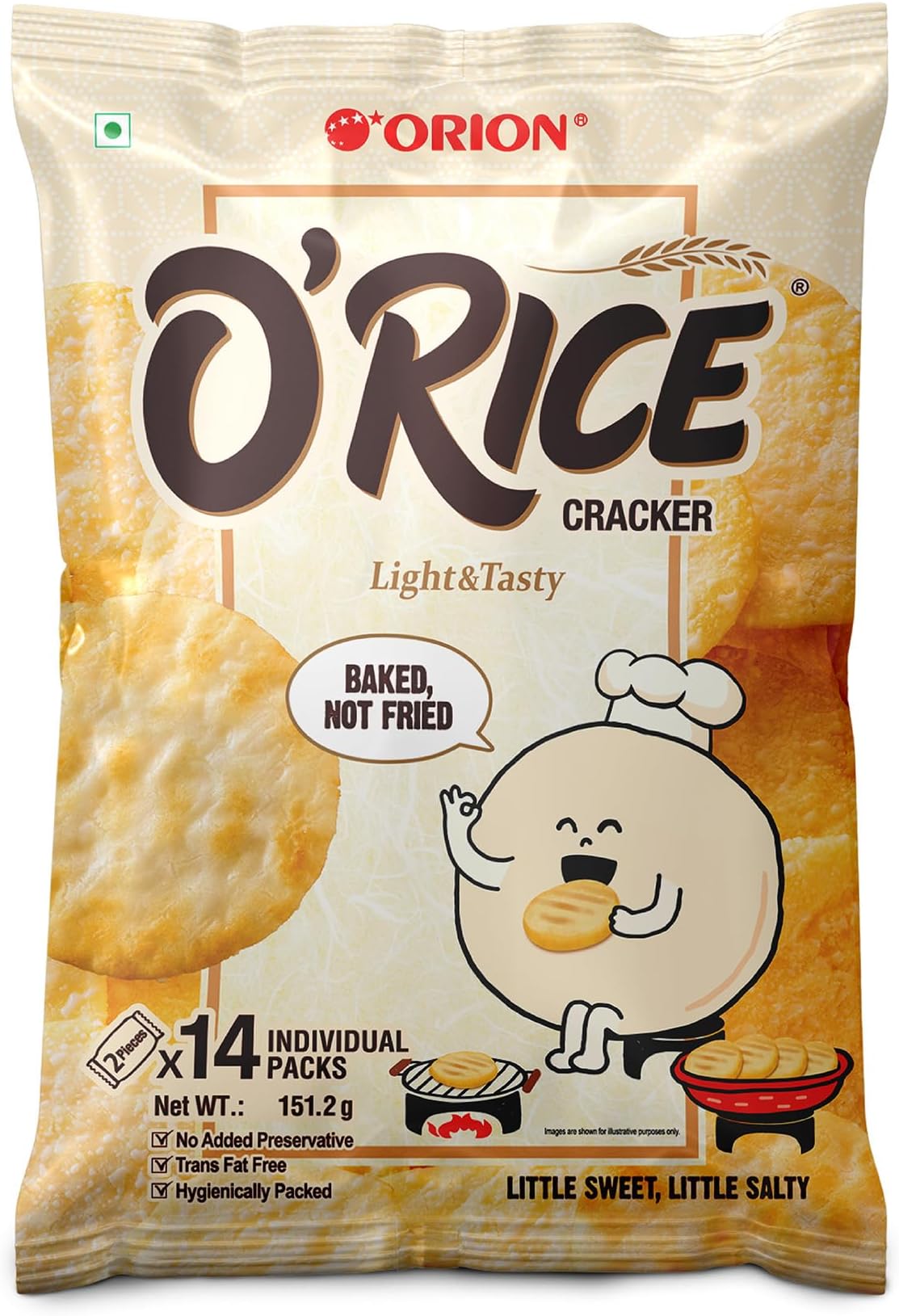 Rice Cracker O'Rice Cracker |Premium Baked Korean Snack, Packof 1 (151.2g) |Weekly snack pack | Healthy RiceCakes