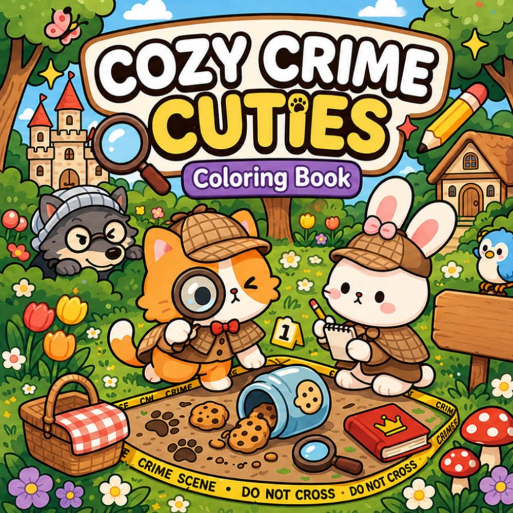 Cozy Crimes Cuties: Coloring Book for Kids and Adults, Teens