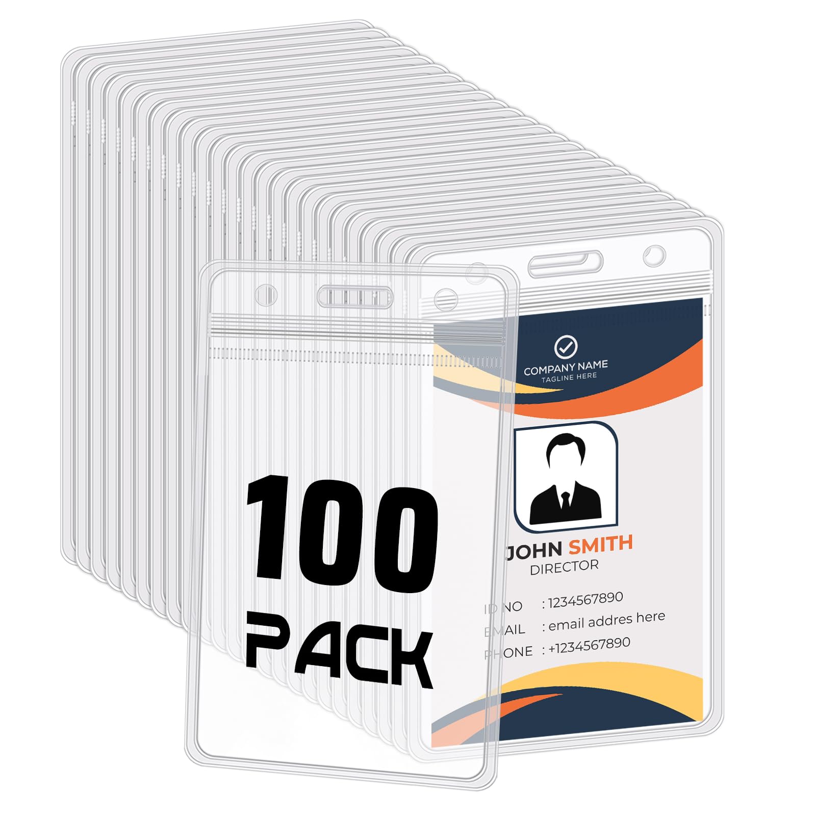 BESARME Vertical ID Badge Holder 100-Pack