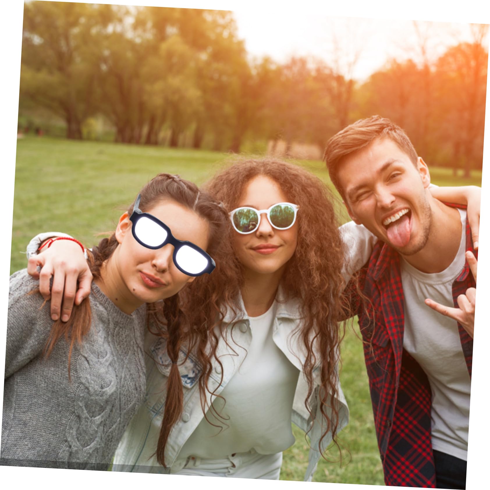 Healvian Gafas Luminosas LED USB de Plástico Negras para Fiesta