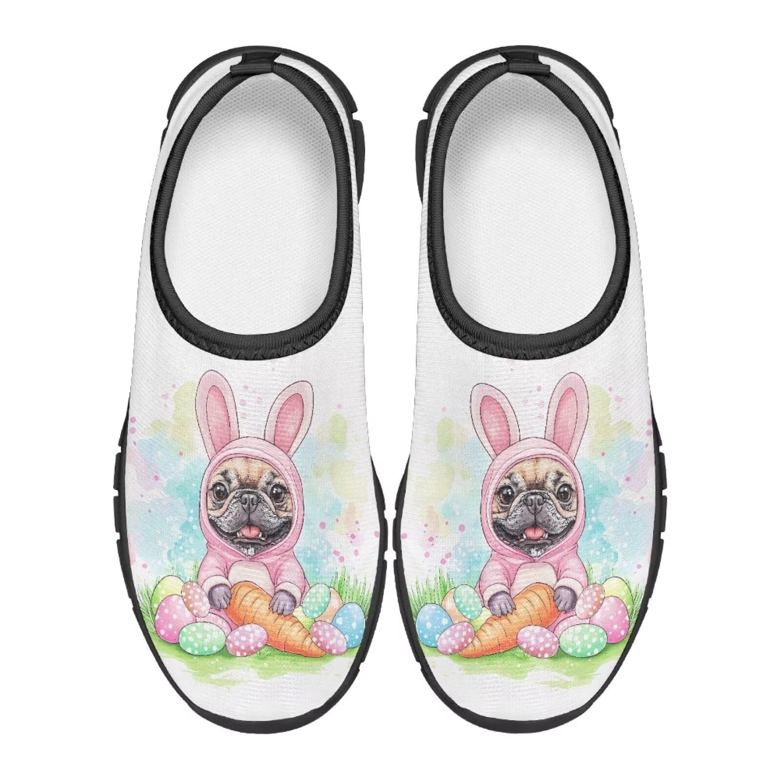 Doojoayie Little Kids Slip On Sneakers Cute Pug Shoes for Girls Easter Shoes Size 11 Novelty Bowling Shoes for Active Girls Funny Easter Gift Shoes Back to School Footwear