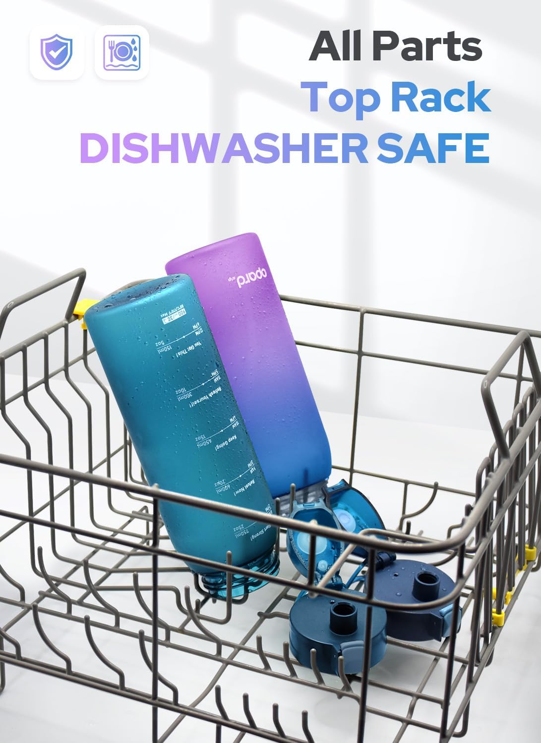 Opard 32oz Plastic Water Bottle Dishwasher Safe, Leakproof Flip-Top Lid, BPA Free Tritan, Wide Mouth Reusable Sports Water Bottle for Gym Hiking Commuting Outdoor Travel and School - Image 2