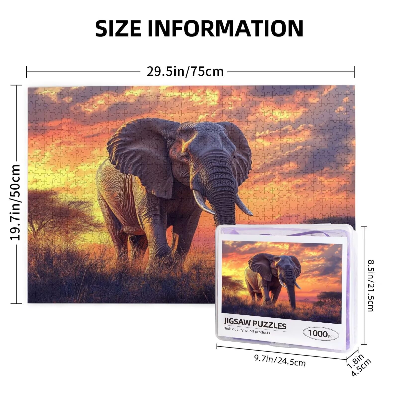 Puzzle Elefant Puzzle 3000 Teile Wiese Puzzles Erwachsene mit Geschenkbox, DIY Groß Holzpuzzle für Erwachsene, Geschicklichkeitsspiel für Die Ganze Familie Geschenke für Frauen 81 x 122 cm -1229y
