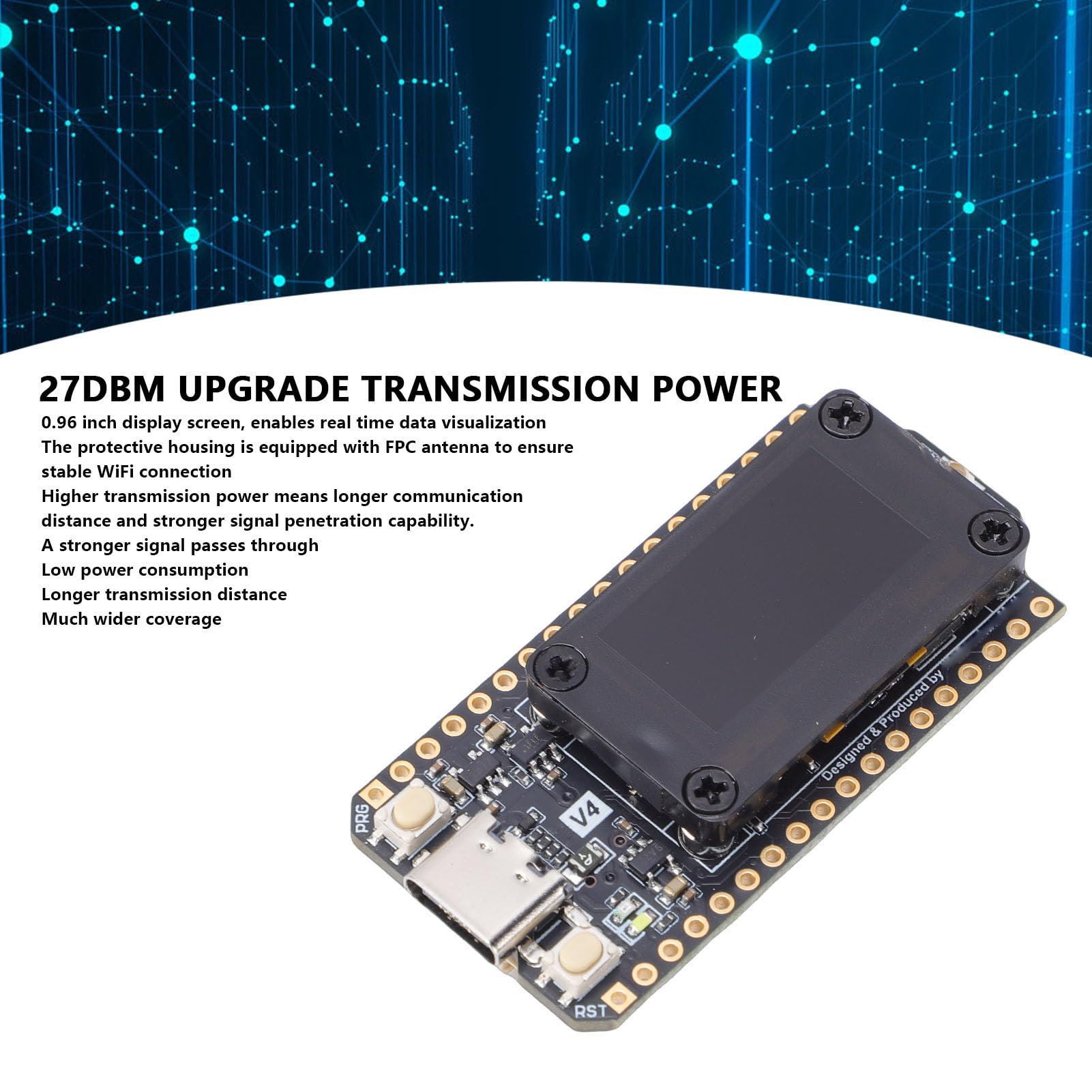 Sxhlseller Płytka Rozwojowa ESP32 z obsługą Ekranu Wyświetlacza dla LoRa 32 V4, Obsługa Modułu WiFi Bluetooth dla Meshtastic Smart Home, Ulepszona Płytka Rozwojowa V4