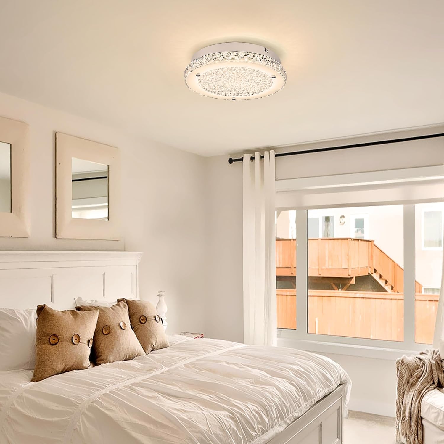 Crystal Ceiling Light 3000/4000/5000K Crystal Ceiling Mounted Light Dimmble LED Chandelier for Hallway Dinning Room Bathroom Bedroom Hallway Entrance 14''