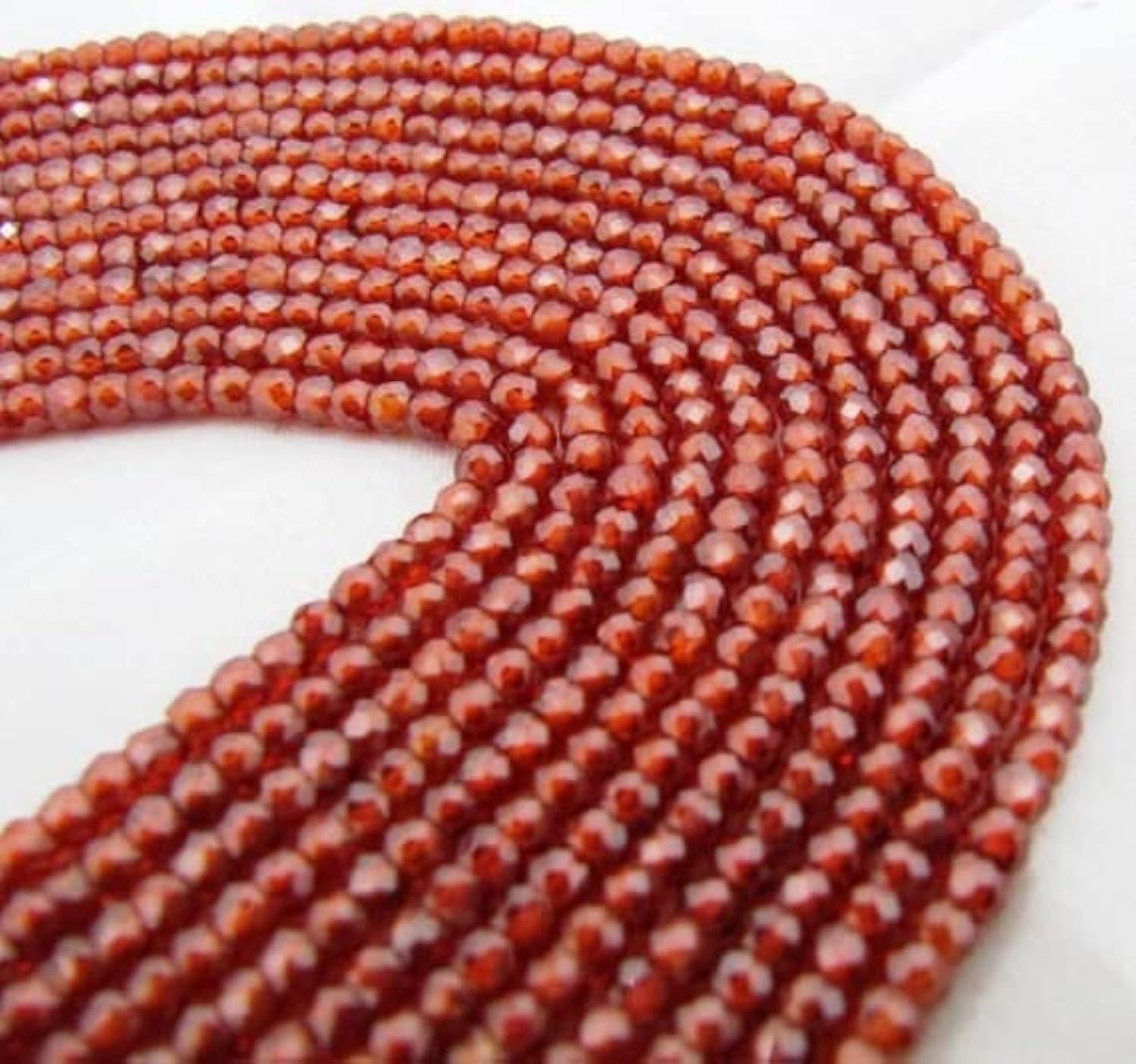 LKBEADS Koraliki z granatu, koraliki z cyrkonii sześciennej 3 mm, granat CZ mikro fasetowane wałki kolor granatu, koraliki do produkcji biżuterii 35 cm
