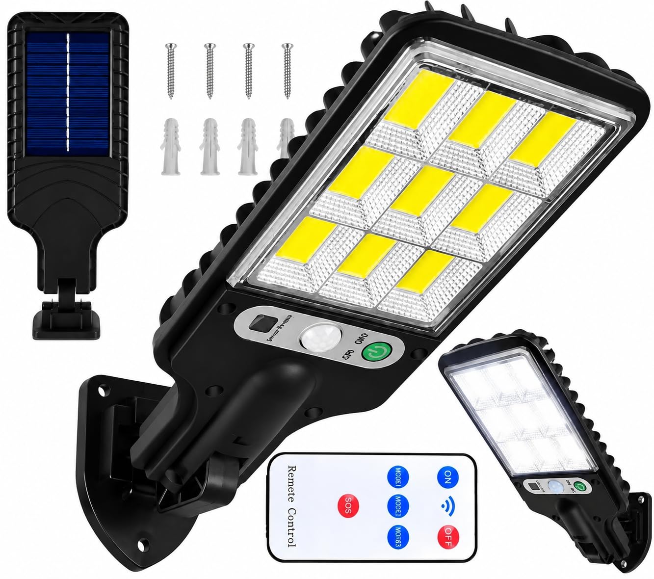 LED Solar Street Lights Outdoor –180W Led Remote Control Solar Parking Lot Lights Wireless – Ip65 Motion Sensor Security Wall Light with 3 Modes Dusk to Dawn Outdoor Lighting Gardens Porches-image-27
