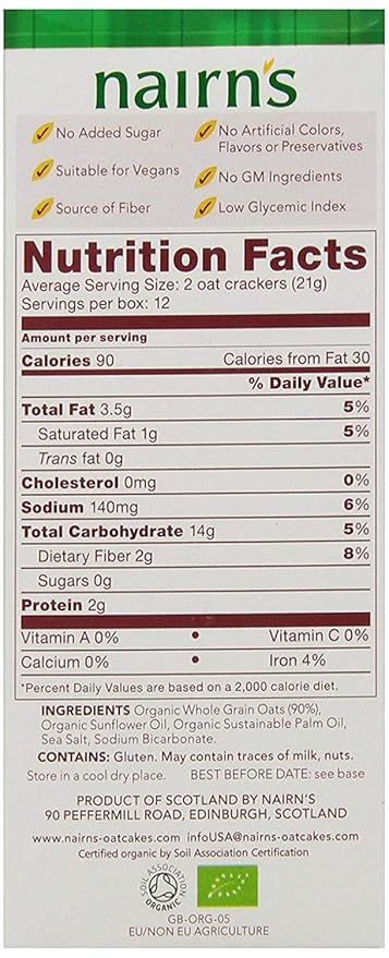 Galletas de Avena Integral Orgánicas Nairn's 8.8 oz miniatura 2