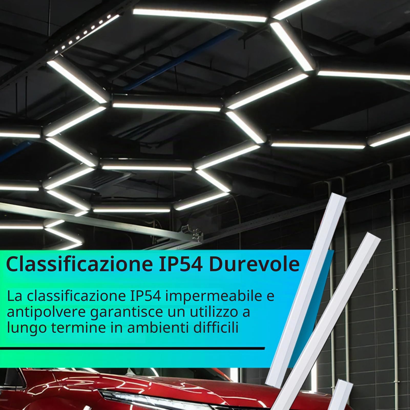 Lampada LED a Nido d'Ape 6500 K Lampada da Garage LED Esagonale Luci LED Esagonali da Garage per Officina Stazione di Manutenzione Lavaggio Auto Palestra Bar,3000k,1