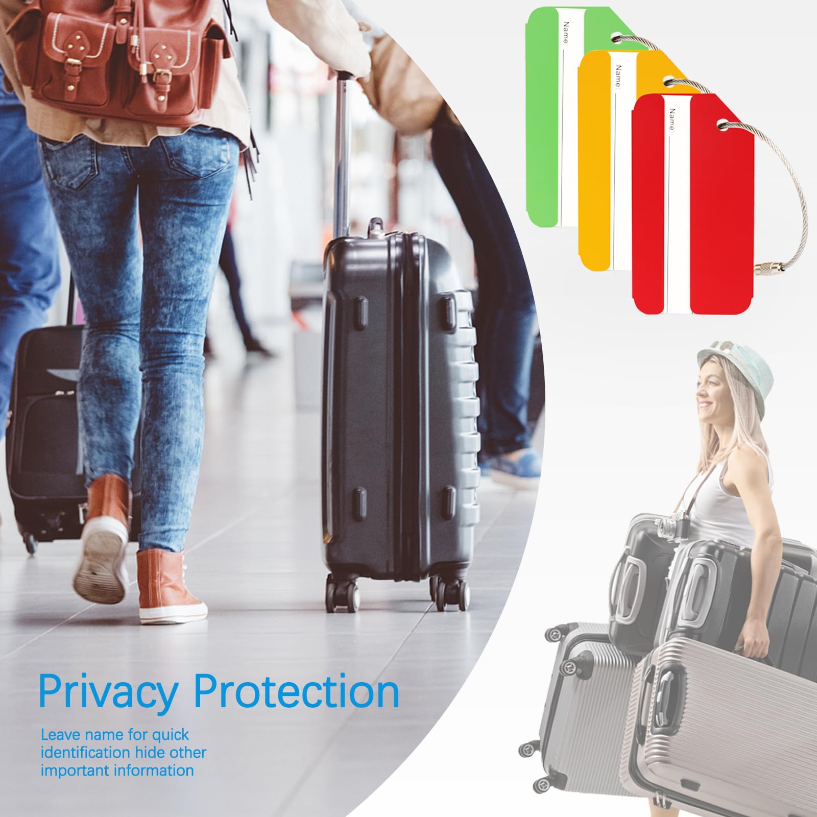 Lot De 2 étiquettes De Bagages En Silicone Protege – Grises à Rayures – Carte D'identité Incluse – Neuves