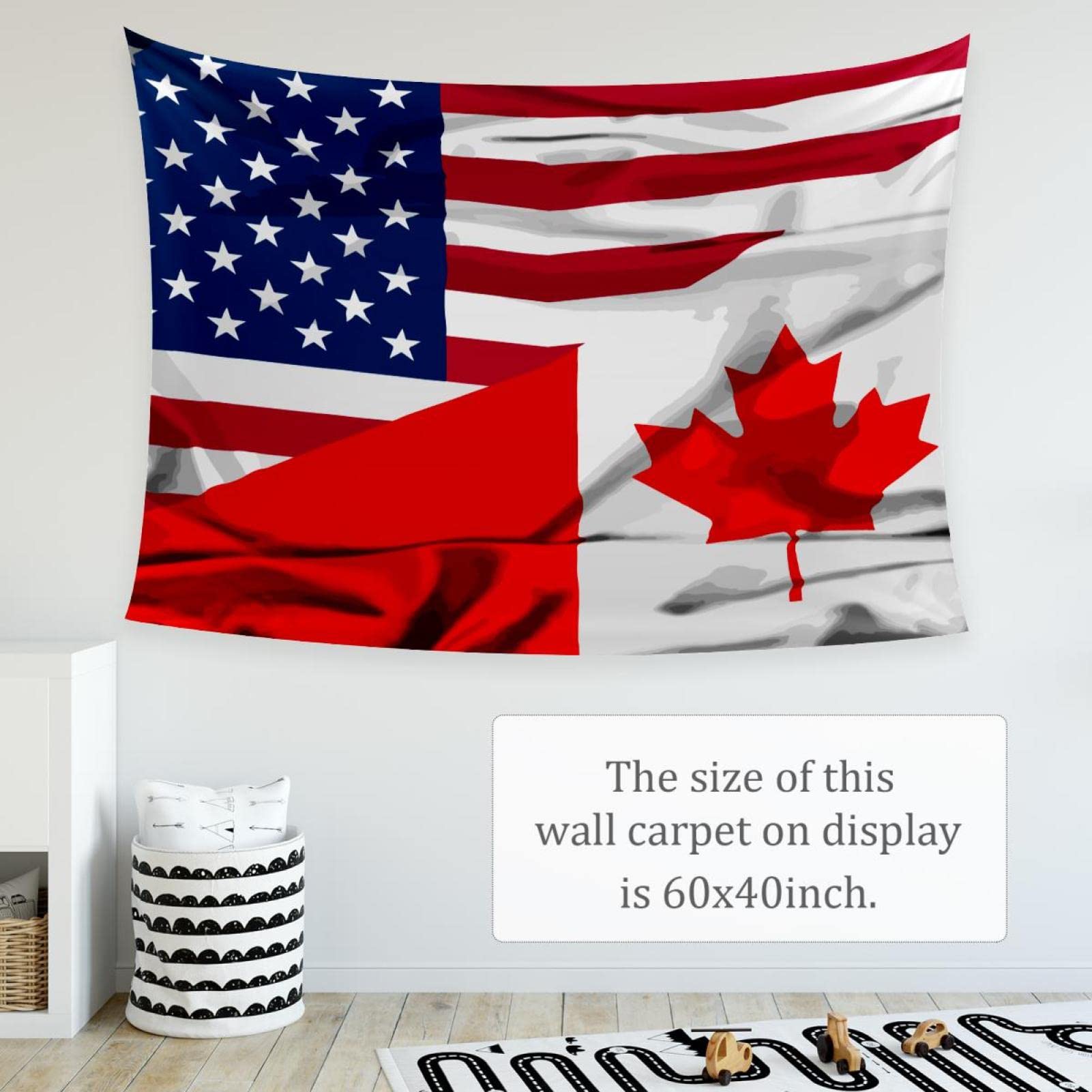 Amazon.co.jp: タペストリー 60x51インチ、カナダのアメリカ国旗の波 
