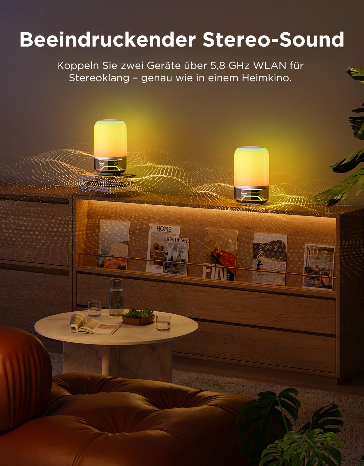 Govee Tischlampe 2 Pro x Sound von JBL, LED Tischlampe mit Lautsprecher | Musik-Licht-Sync,16 Musik,100+ Szenenmodi,Matter-kompatibel,Kompatibel mit Alexa/Matter-Sprachsteuerung,Tragbar und kabellos
