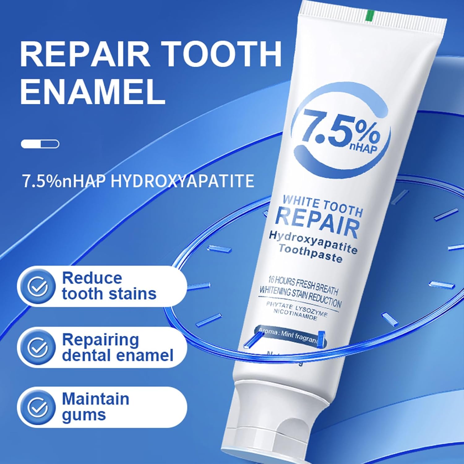 2 Pcs 7.5 hydroxyapatite Toothpaste，Set 2 Pcs Hydroxyapatite Toothpastes for Enamel Protection and Tooth Strengthening, Gentle Mint, Fresh Breath, Daily Use for Oral Health image 5