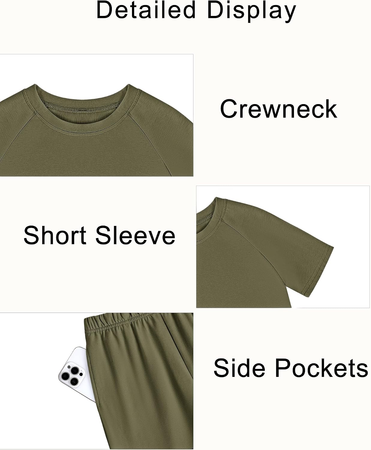 ROVENTIS Boys 2 Piece Outfits Short Sleeve T-Shirt and Shorts Matching Sets Summer Casual Clothes for Kids 5-16 Years