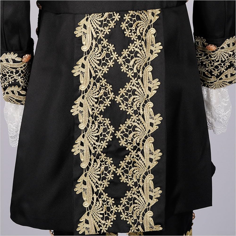 Costume Homme Style Rococo / Tudor Victorien - Complet (manteau, Gilet, Pantalon, Dickie) - Taille XL - Couleur Rouge - Pour Cosplay, Fêtes Renaissance, événements à Thème