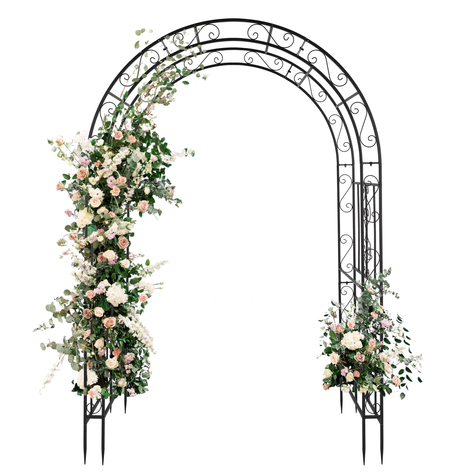 LEADZM – Gartenbogen aus Metall 134.5X 58.5x213cm – Rosenbogen ohne Tür in Schwarz – Stabiles Rankgerüst für Kletterpflanzen (Rosengewächse, Weinreben)