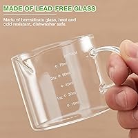 Vista 4 de Mfacoy Paquete de 2 tazas medidoras, tazas de espresso de 2.5 fl oz con asa, vasos de chupito de espresso con boca en forma de V, accesorios