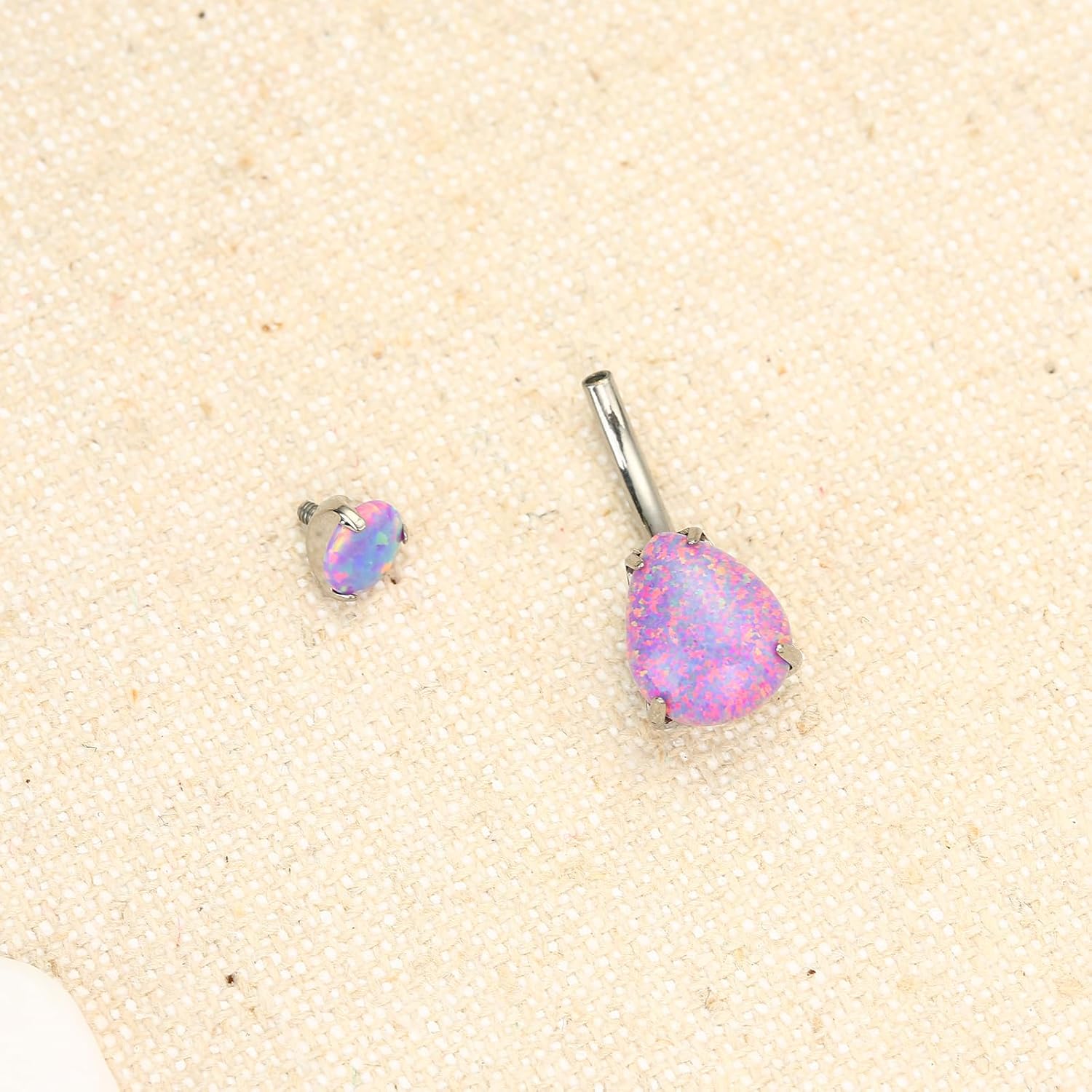 ASTM F136 6mm/8mm/10mm/12mm Belly Bars G23 Titanium 14G Round/Teardrop CZ Belly Navel Rings Pink/White Cubic Zirconia Belly Button Ring
