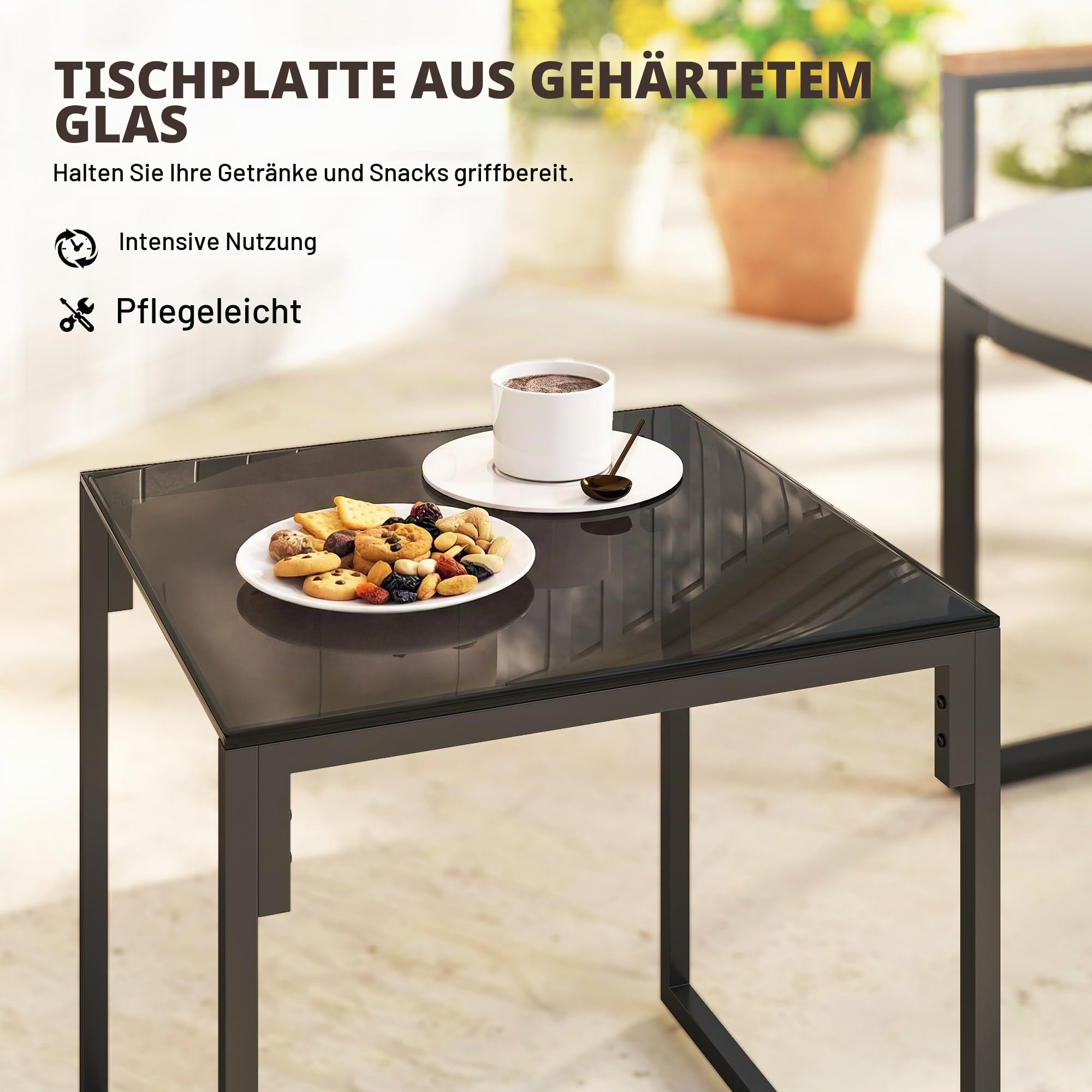 Outsunny Garten Lounge 3-teilig 2 Sessel 1 Couchtisch Grau