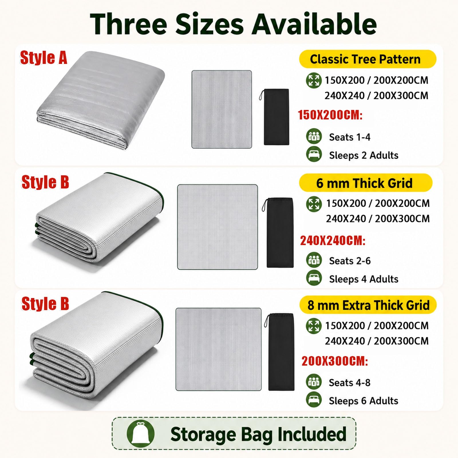 Esterilla Aislante De Aluminio,Estera De Camping Térmica Aislante,Esterilla de Dormir Plegable para Camping,Impermeable,Engrosada y cómoda,Ligera y Portátil,para Picnics y Camping