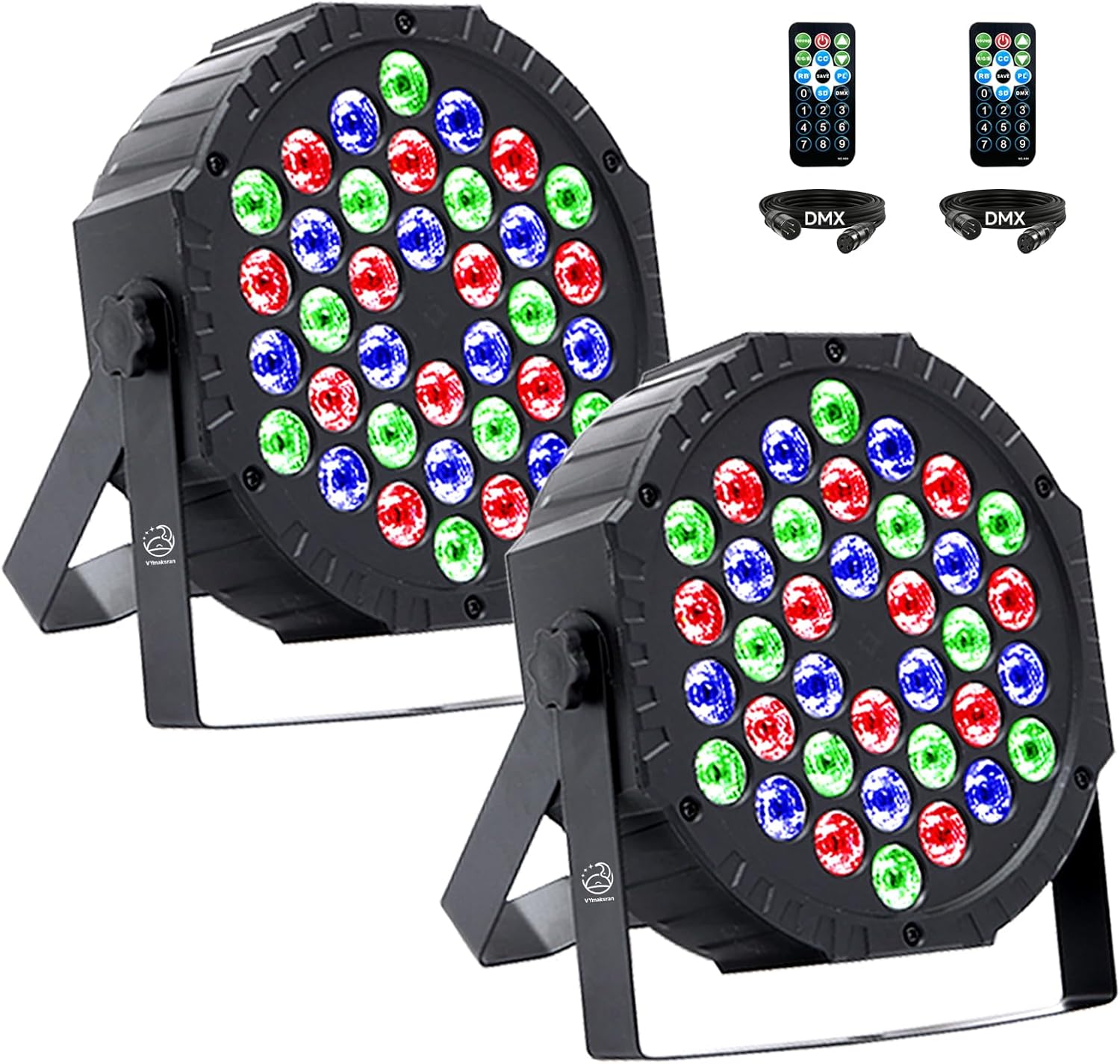 LED Par Lights with DMX Control,DJ Stage Light RGB 36 LED Uplights with Sound Activated Remote Control DJ Stage Lighting Indoor for Christmas Wedding Party Disco Club Stage Bar(2 Packs)