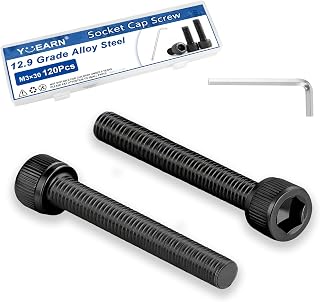 M3x30mm 육각 소켓 헤드 캡 나사 볼트 120개, 12.9 합금강 블랙 산화물, 앨런 드라이브, 풀 스레드, 육각 렌치 포함, 자동차 바디/금속 게이트용