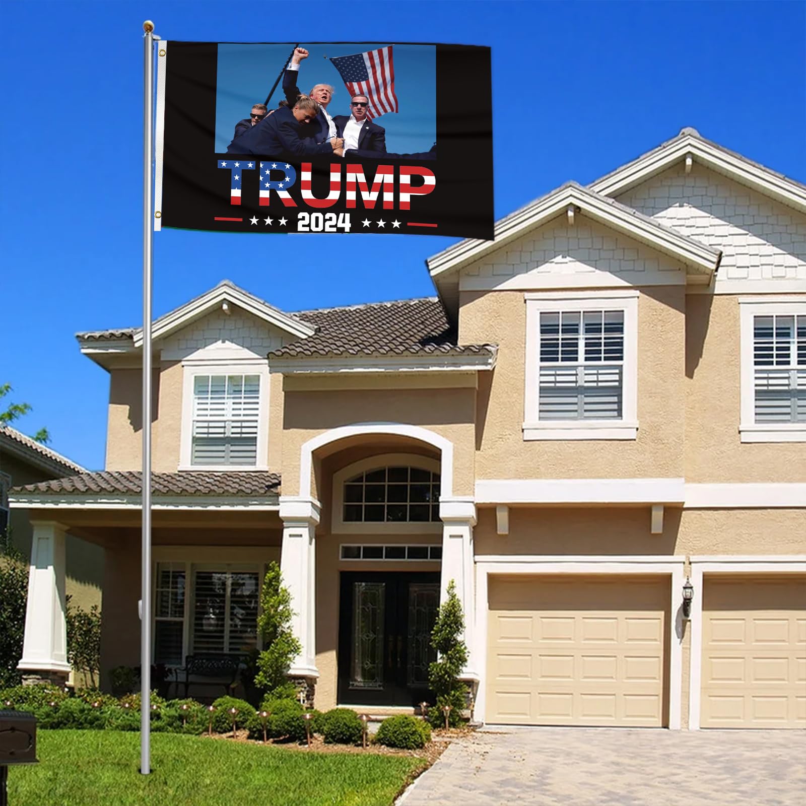 Bandera Pro Trump 2024 de 3 x 5 pies, Pennsylvania Fight Trump Rally Disparo Intento Asesinato Trump Election Flags – Trump Survived I'LL NEVER STOP FIGHTING TO SAVE AMÉRICAS Bannar para interiores