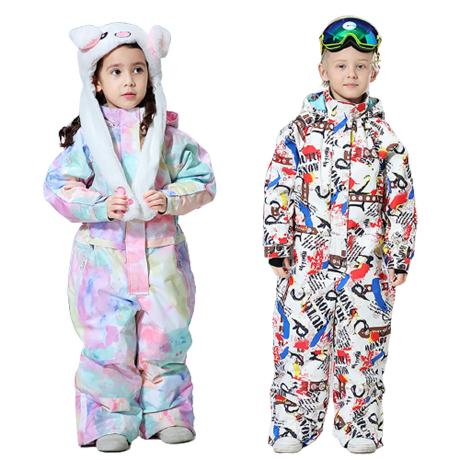 Dziewczynka jednoczęściowy kombinezon narciarski dziecięcy kombinezon snowboard narty dzieci ciepły wodoodporny i wiatroszczelny zestaw narciarski, niebieski, 130 cm (22 kg)