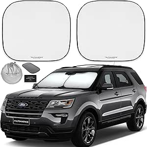 Autoamerics 2-Piece Windshield Sun Shade - 28 x 31 in Each, Medium Fit