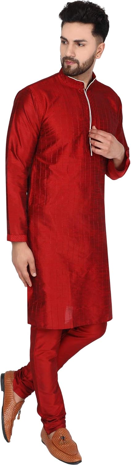 SKAVIJ Men’s Ethnic Kurta Pajama Set - Traditional Two‑Piece Comfort Wear for Eid & Ramadan, Classic Festive Outfit - Image 4