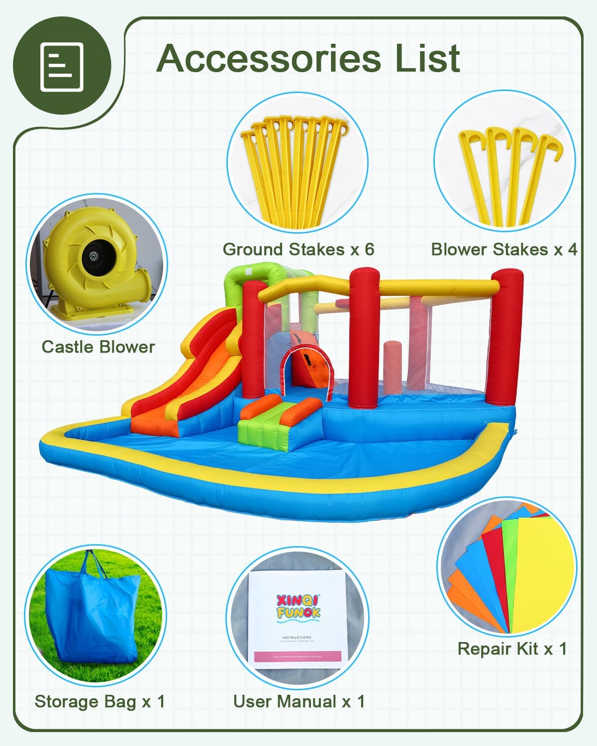 Bounce House Inflatable Bouncy Castle with Blower Large Bouncy Area Ball Pit for Kids,Blow Up Jump House for Backyard Indoor Outdoor Use