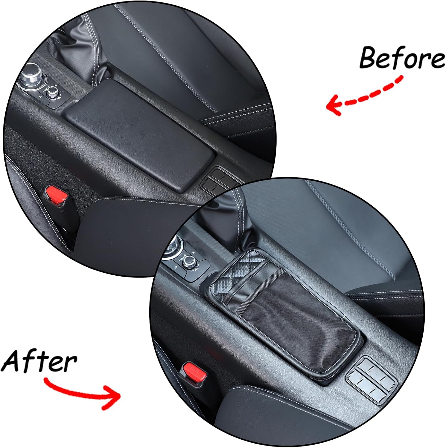 Fit for Mazda MX-5 ND Fiat Abarth 124 2016-2025+ Car Center Console Pad,Universal Waterproof Car Armrest Seat Box Cover, Car Interior Accessories, Auto Armrest Cover (Carbon Fiber)