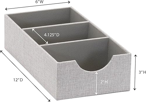 Miniatura 3 de Household Essentials Bandeja gris de 3 compartimentos paquete de 2 accesorios organizador de cajones resistente con cubierta de tela