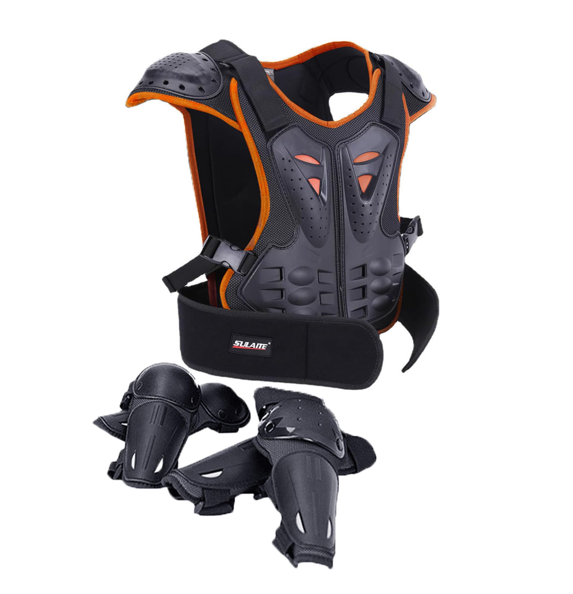 Traje de 5 piezas mejorado para motocicleta para niños, ligero, codo, espalda, coderas, rodilleras, para motocross, BMX, ciclismo, todoterreno, deportes al aire libre, armadura de protección