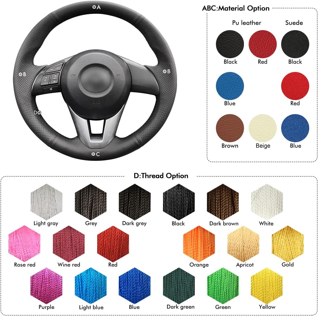 MEWANT Car Steering Wheel Cover for Mazda 3 Mazda 6 Mazda 2 CX-3 CX-5 for Scion iA 2016 for Yaris iA