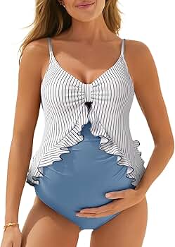 Summer Mae Maternity Swimsuit One Piece Ruffle Cutout Pregnancy